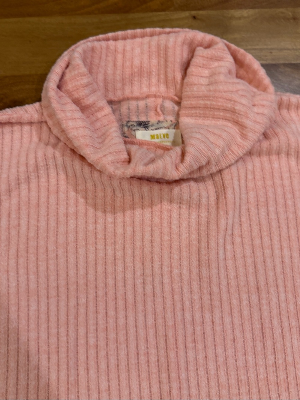 Anthropologie Maeve Light Pink Ribbed Knit Boxy Cowl Neck Sweater - Size XS - Picture 3 of 8